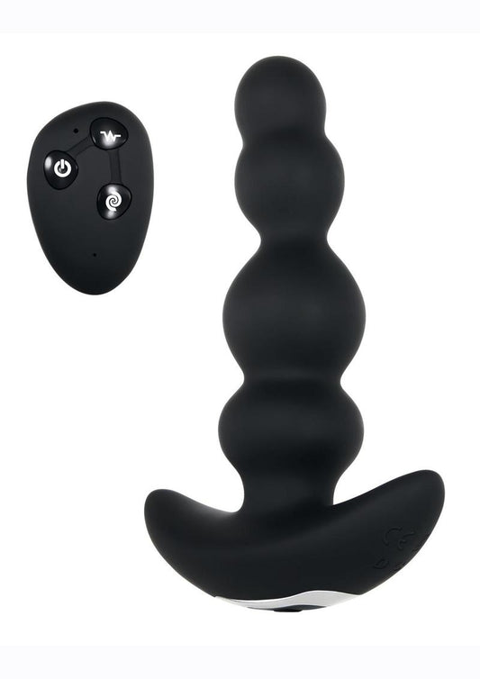 Bump N' Groove Rechargeable Silicone Anal Plug with Remote Control - Black