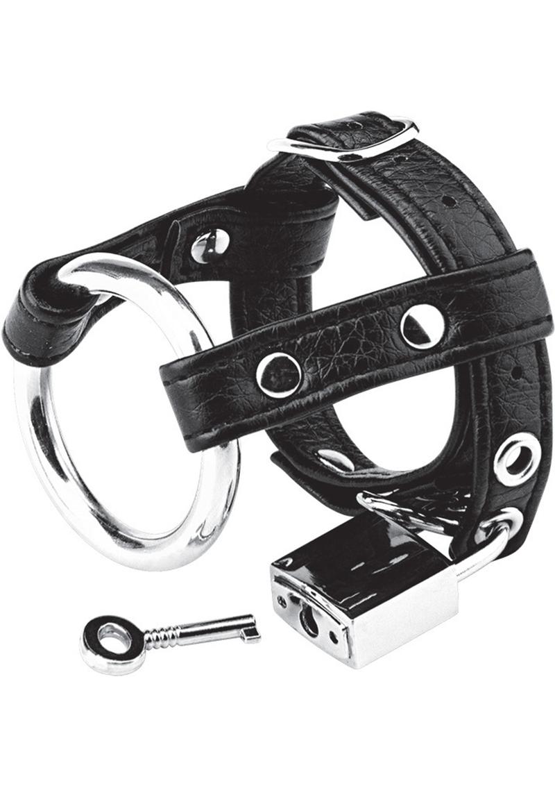 C and B Gear Duo Cock and Ball Lock Adjustable Cock Ring - Black/Metal