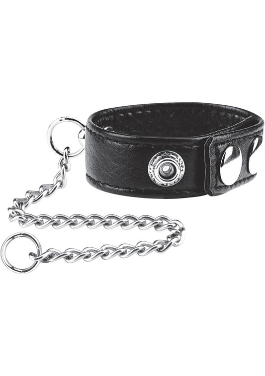 C and B Gear Snap Cock Ring with Leash - Black - 12in