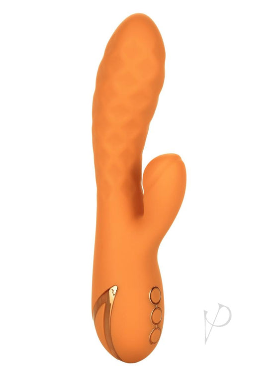 California Dreaming Newport Beach Babe Rechargeable Silicone Thumping Vibrator - Orange