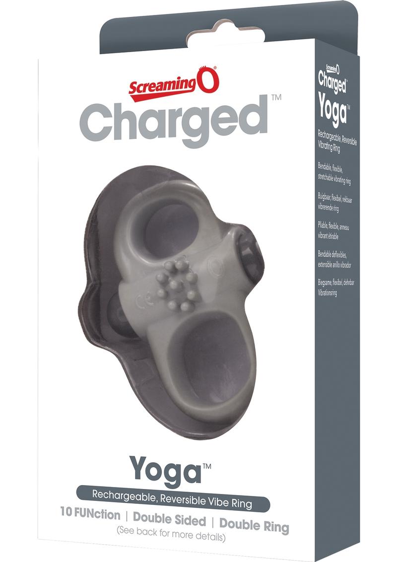 Charged Yoga Rechargeable Silicone Waterproof Cock Ring - Grey