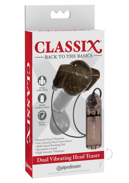 Classix Dual Vibrating Head Teaser with Remote Control - Black/Clear/Smoke