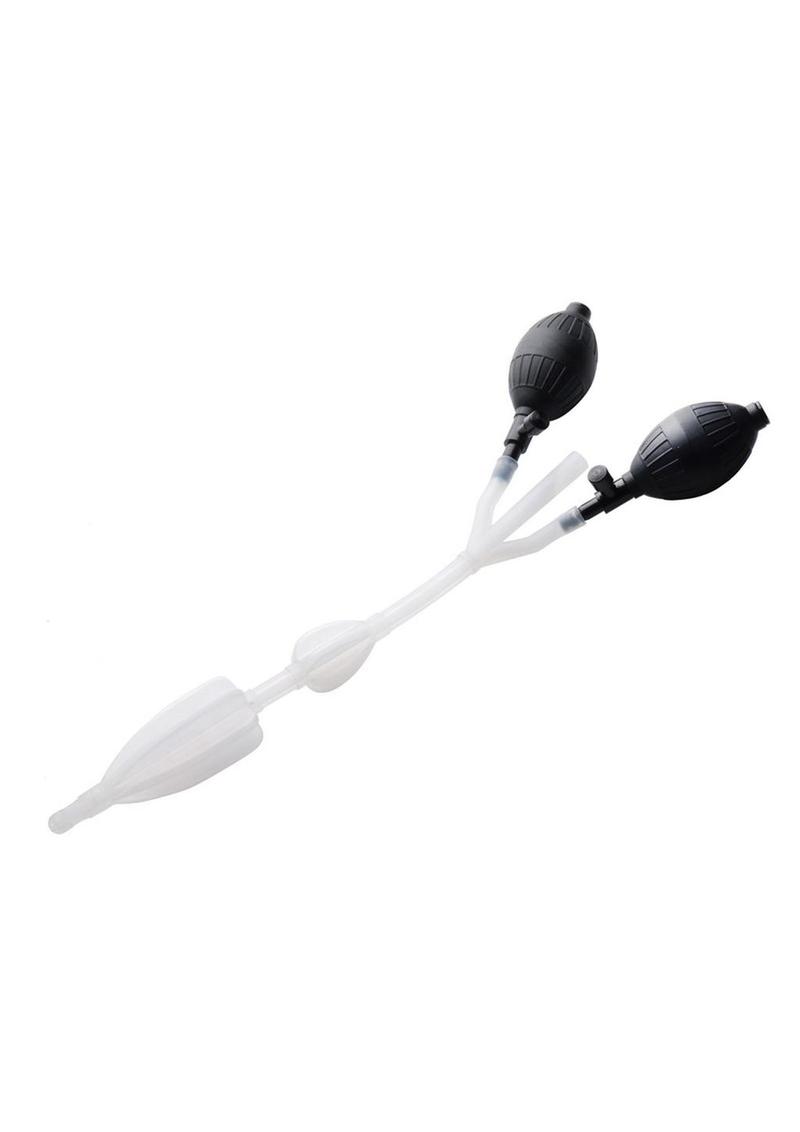 Cleanstream Silicone Anal Catheter with Bulbs - Black/Clear