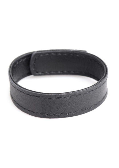 Cock Gear Velcro Leather Cock Ring - Black