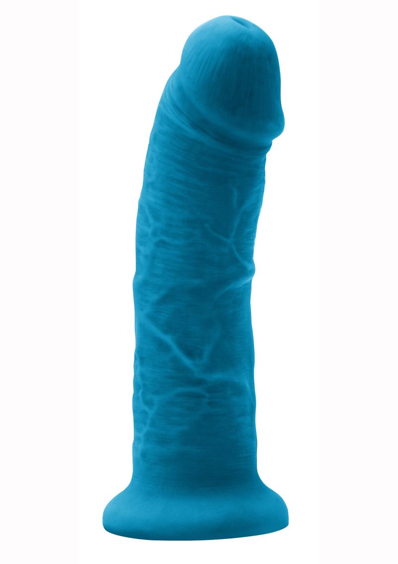 Colours Girth Silicone Dildo - Blue - 7in