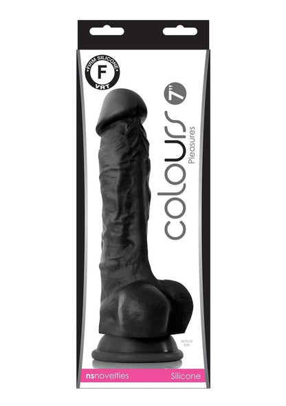 Colours Pleasures Silicone Dildo - Black - 7in