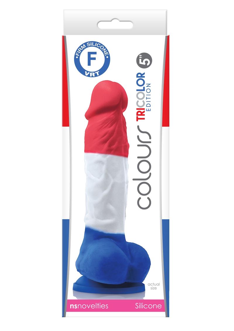 Colours Pleasures Tricolor Silicone Dildo - Multicolor - 5in