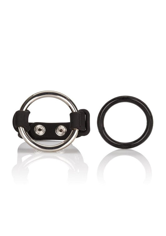 Colt Erection Interchangeable Cock Rings - Black/Silver - 2 Piece Set