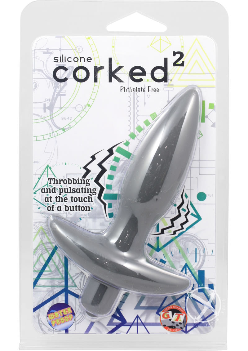 Corked 2 Silicone Anal Plug - Charcoal/Grey - Small
