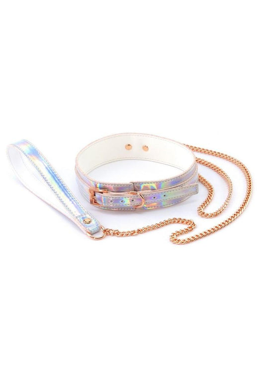 Cosmo Bondage Collar and Leash - Multicolor/Rainbow