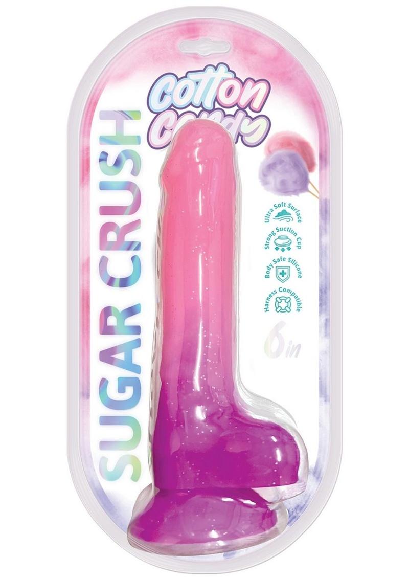 Cotton Candy Sugar Crush Silicone Dildo - Pink/Purple - 6in