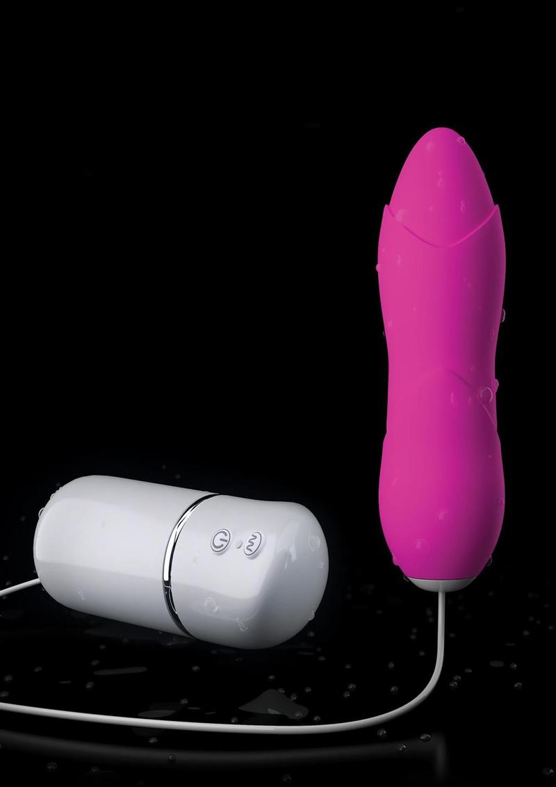 Crush Blossom Wired Remote Control Silicone Textured Bullet Waterproof - Pink