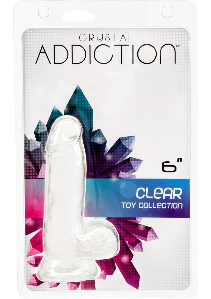 Crystal Addiction Dildo with Balls - Clear - 6in