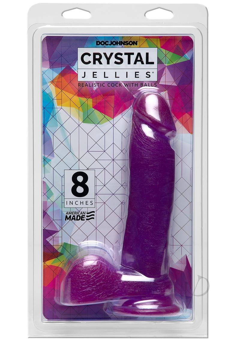 Crystal Jellies Dildo with Balls - Purple - 8in