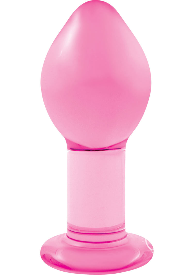Crystal Premium Glass Butt Plug - Pink - Large