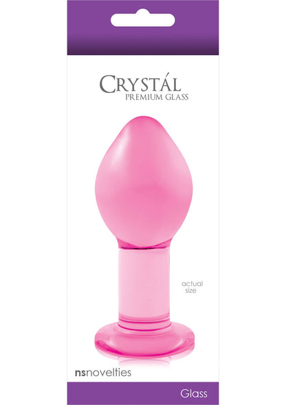 Crystal Premium Glass Butt Plug - Pink - Large