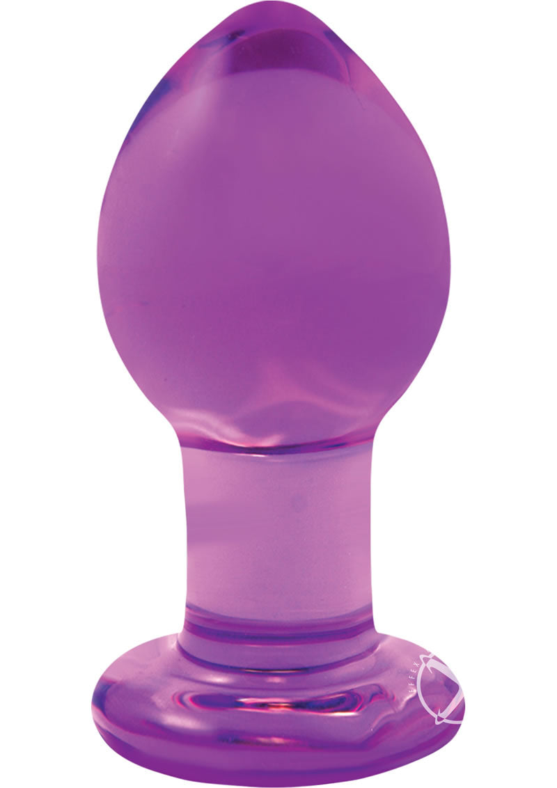 Crystal Premium Glass Butt Plug - Purple - Medium