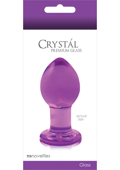 Crystal Premium Glass Butt Plug - Purple - Medium