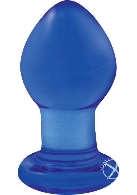 Crystal Premium Glass Butt Plug - Blue - Small