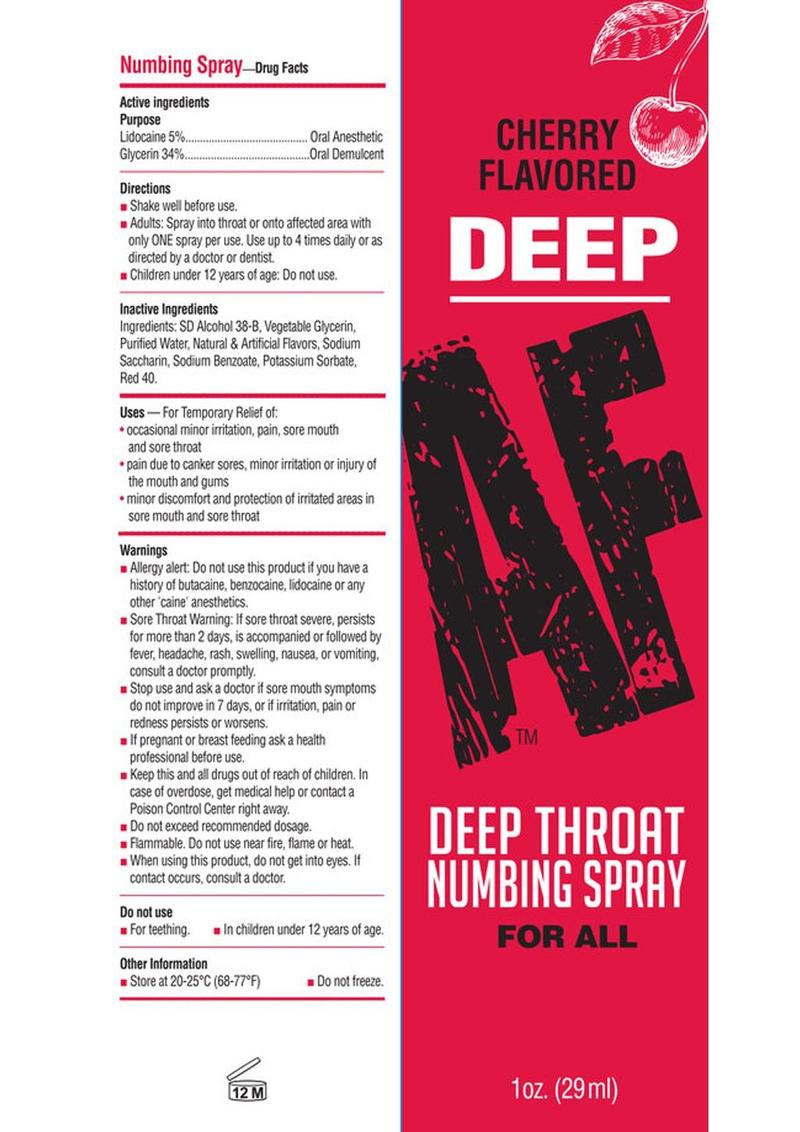 Deep AF Numbing Throat Spray - Cherry