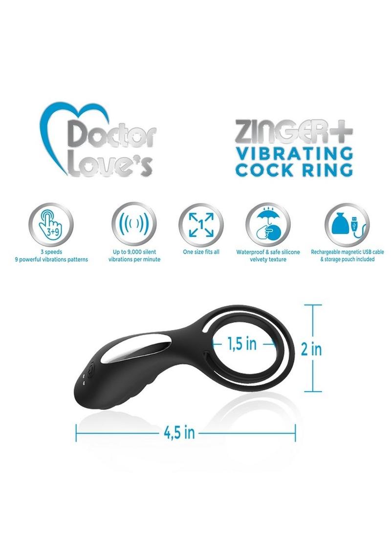 Doctor Love's Zinger Plus Silicone Rechargeable Vibrating Cock Ring