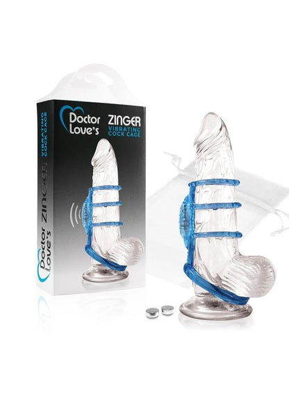 Doctor Love's Zinger Vibrating Cock Cage - Blue