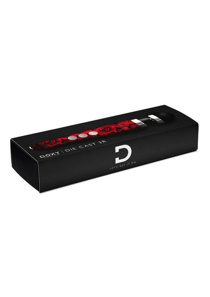 Doxy Die Cast 3RWand Rechargeable Vibrating Body Massager - Black/Red/Rose Pattern