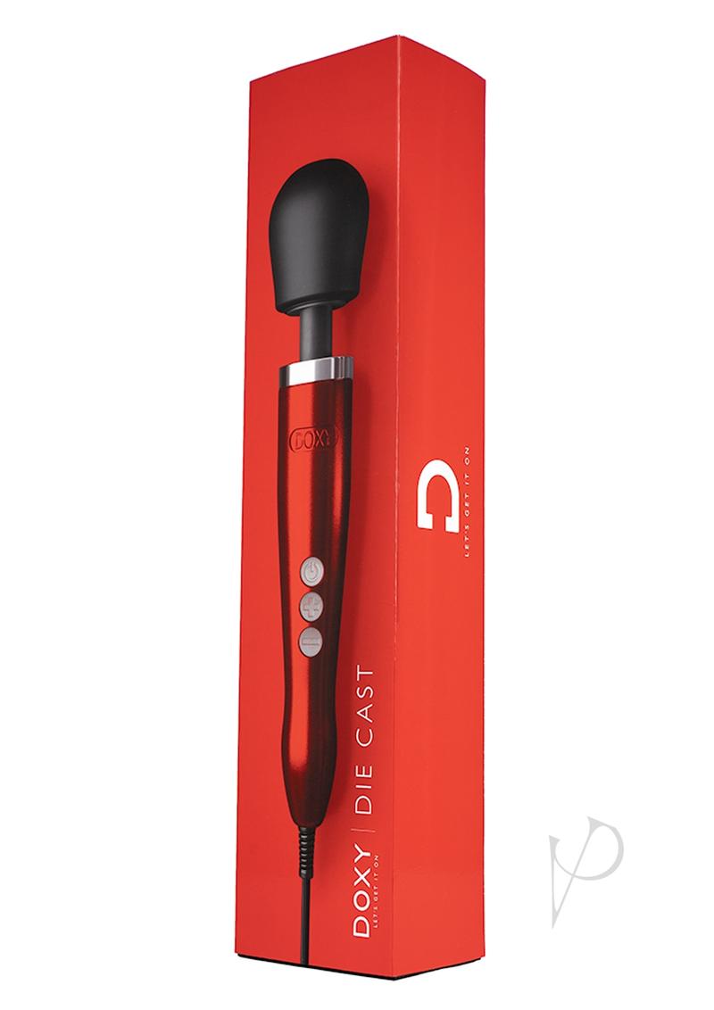 Doxy Die Cast Wand Metal Plug-In Vibrating Body Massager - Metal/Red