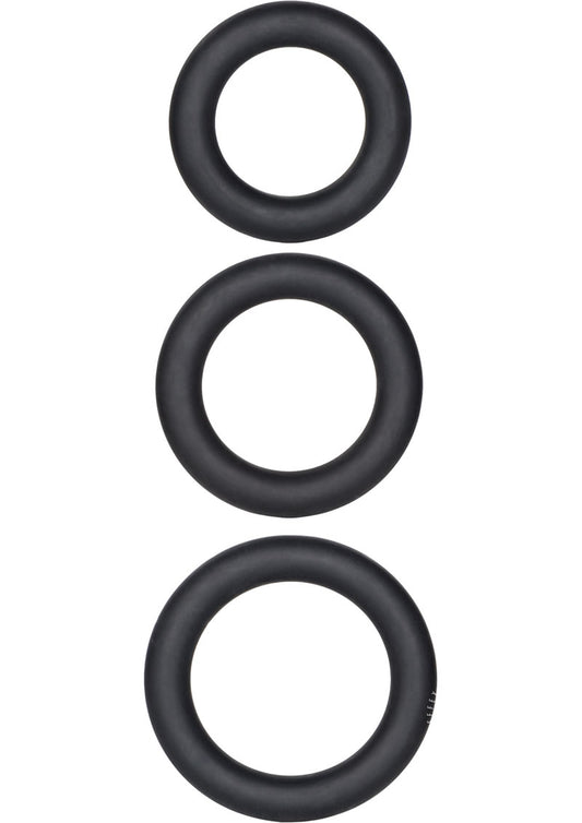 Dr. Joel Kaplan Silicone Support Rings Cock Ring - Black - 3 Piece Set