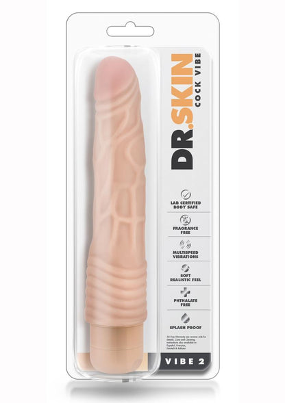 Dr. Skin Cock Vibe 2 Vibrating Dildo - Vanilla - 9in