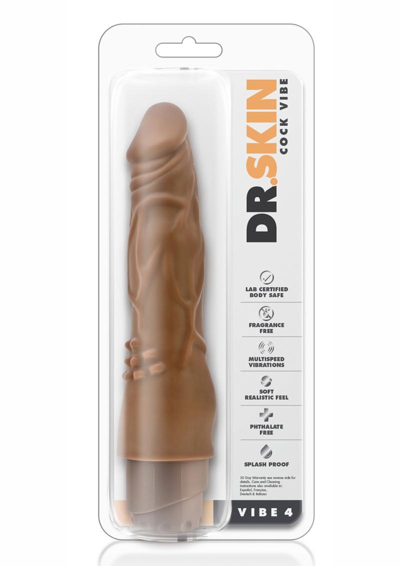 Dr. Skin Cock Vibe 4 Vibrating Dildo - Caramel - 8in