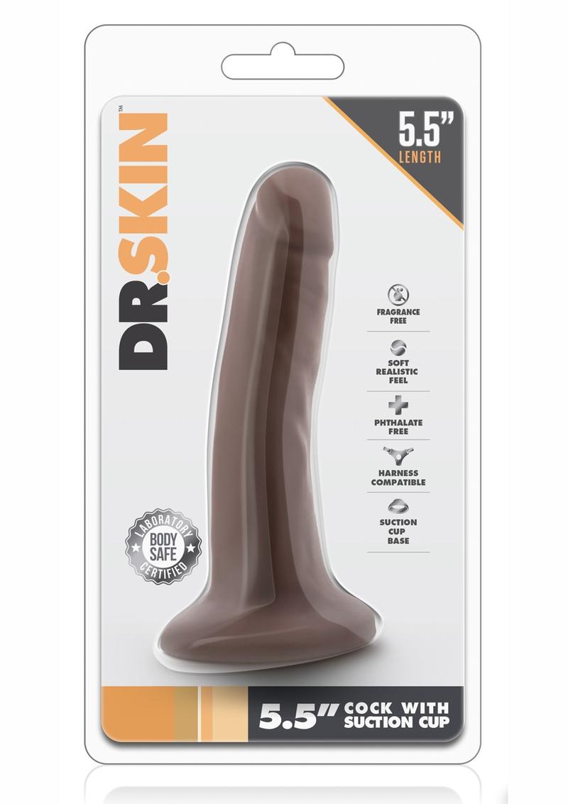 Dr. Skin Dildo with Suction Cup - Chocolate - 5.5in