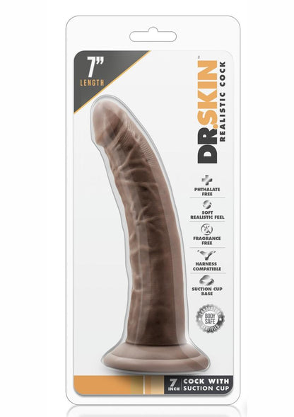 Dr. Skin Dildo with Suction Cup - Chocolate - 7in