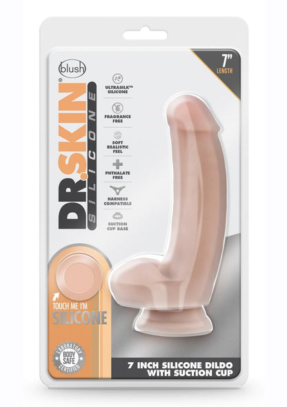 Dr. Skin Dr. Samuel Silicone Dildo with Balls and Suction Cup - Vanilla - 7in