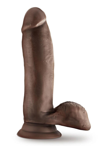 Dr. Skin Glide Self Lubricating Dildo with Balls - Chocolate - 7in