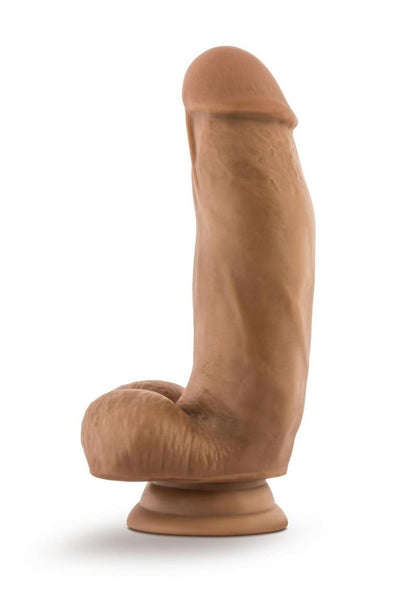 Dr. Skin Silicone Dr. Samuel Dildo with Balls and Suction Cup - Caramel/Mocha - 7in