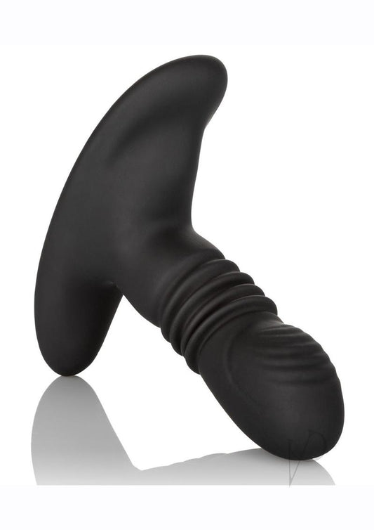 Eclipse Thrusting Rotator Probe Silicone Rechargeable Vibrating Butt Plug with Remote Control - Black