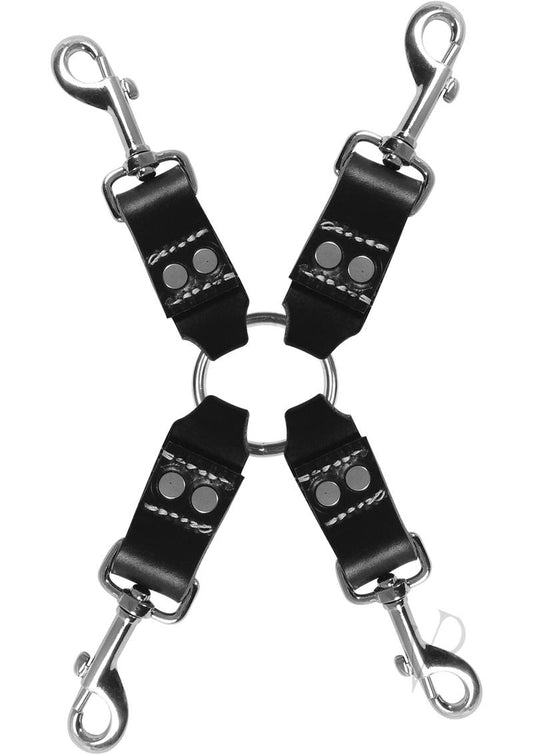 Edge Leather 4 Point Hog Tie - Black/Metal