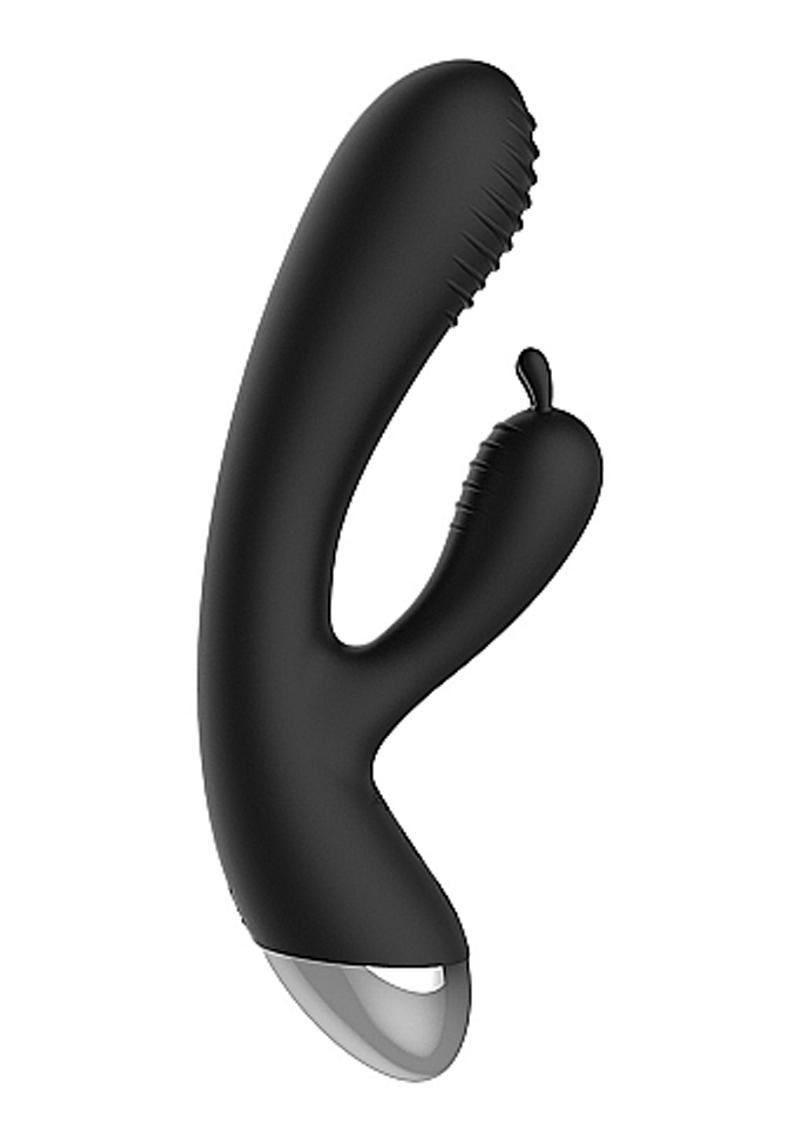 Electro Shock Rechargeable Silicone E-Stimulation Rabbit Vibrator - Black