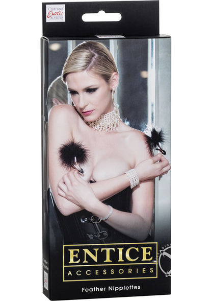 Entice Feather Nipplettes Nipple Clamps - Black/Gold