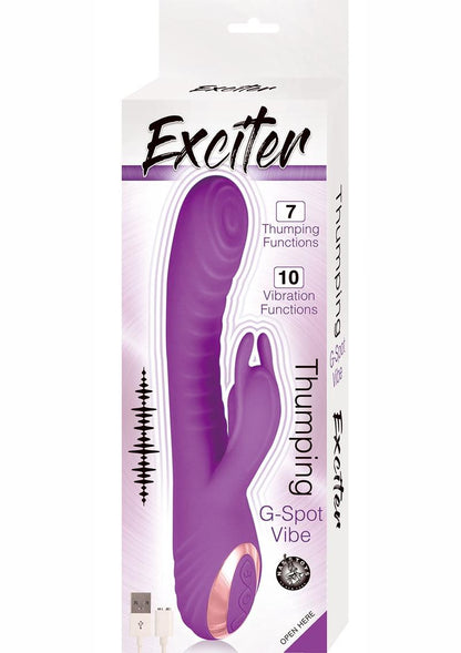 Exciter Thumping G-Spot Vibe Rechargeable Silicone Rabbit - Purple