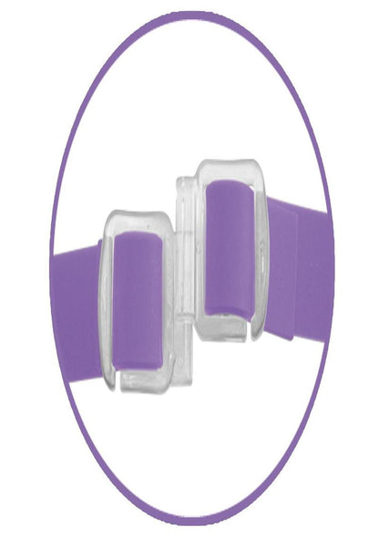 Fetish Fantasy Elite Vibrating Double Delight Strap-On Silicone Waterproof - Purple - 10in