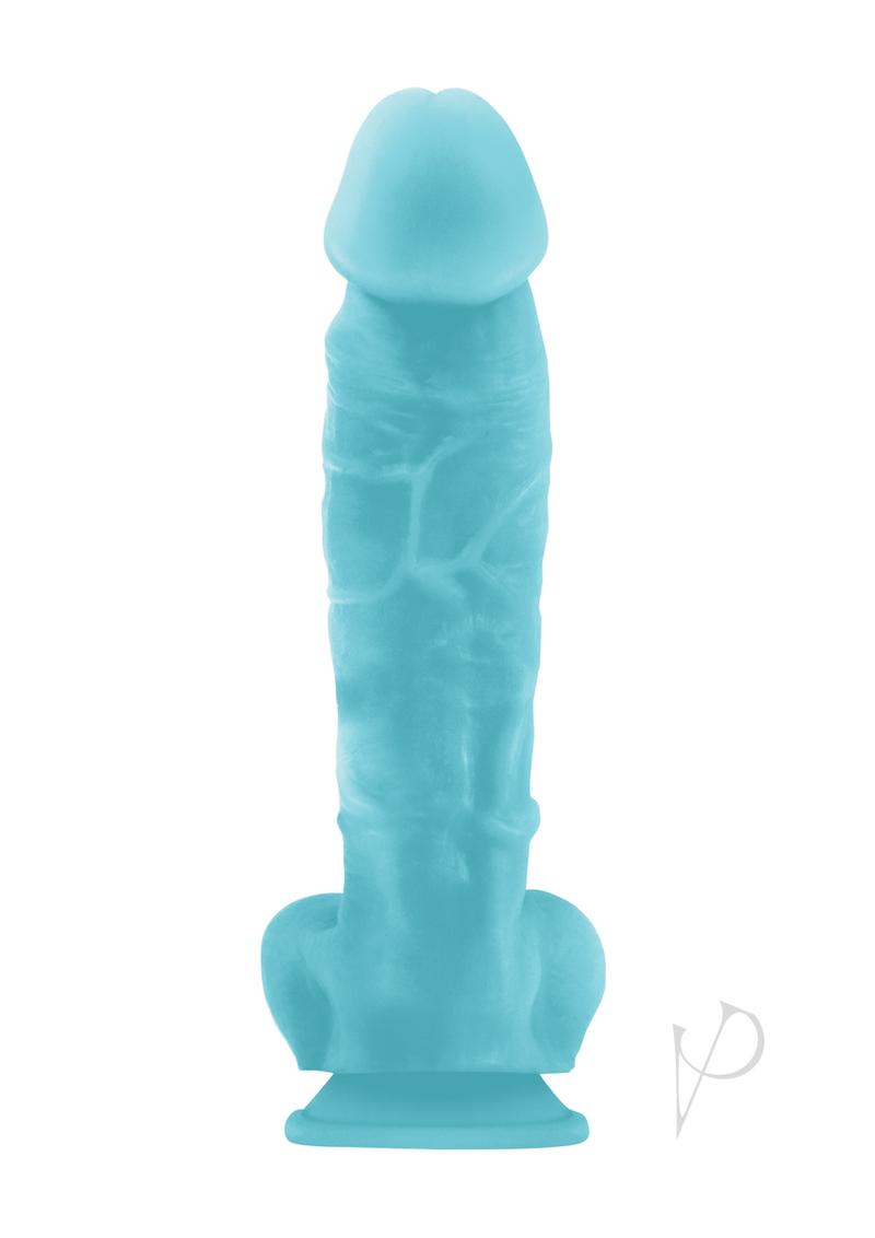 Firefly 8 Inch Pleasures Silicone Glow In The Dark Dildo - Blue/Glow In The Dark - 8in