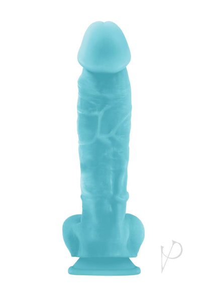 Firefly 8 Inch Pleasures Silicone Glow In The Dark Dildo - Blue/Glow In The Dark - 8in