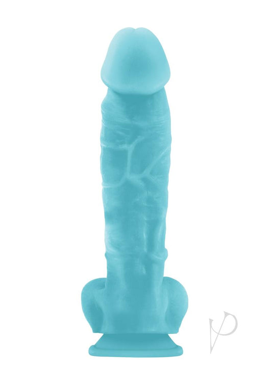 Firefly 8 Inch Pleasures Silicone Glow In The Dark Dildo - Blue/Glow In The Dark - 8in