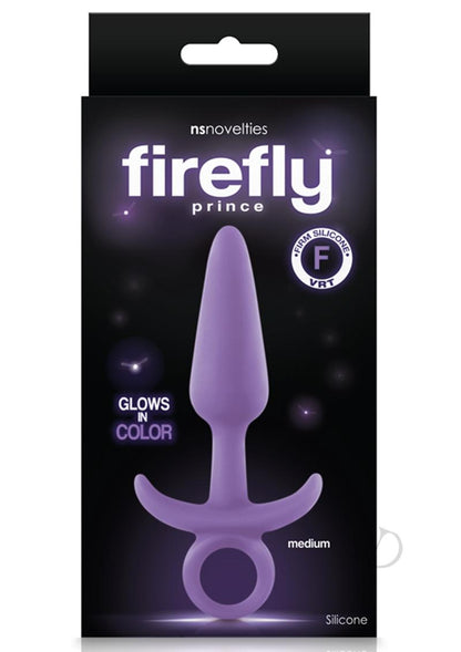 Firefly Prince Silicone Butt Plug - Glow In The Dark/Purple - Medium