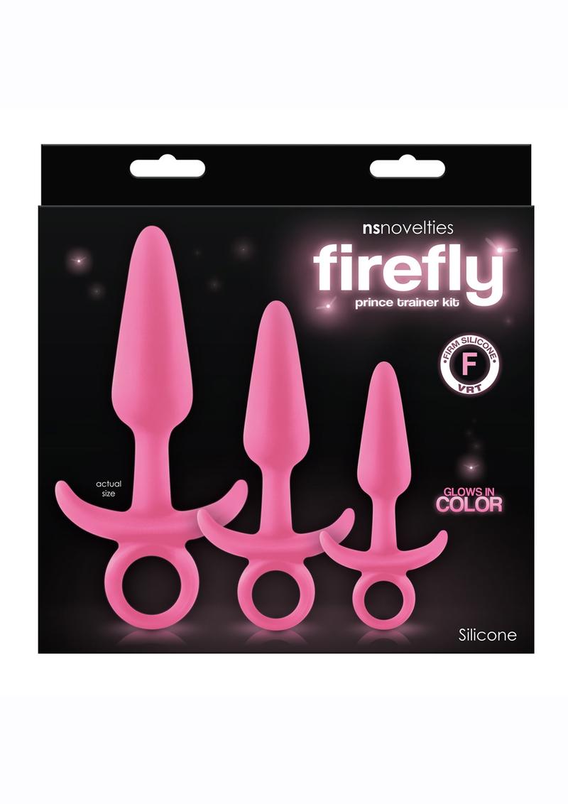 Firefly Prince Trainer Kit Silicone Butt Plugs - Glow In The Dark/Pink