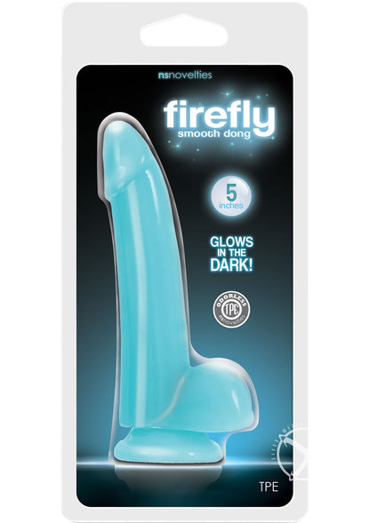 Firefly Smooth Dong Dildo - Blue/Glow In The Dark - 5in