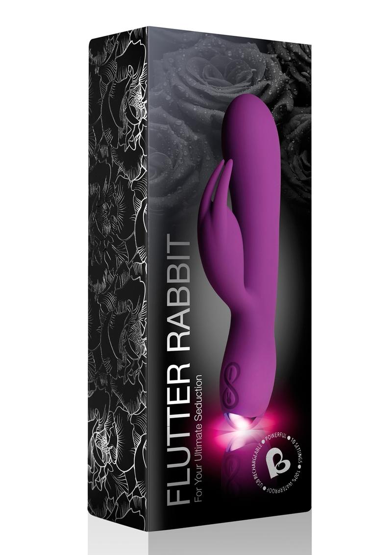Flutter Rabbit Silicone Rechargeable Rabbit Vibrator - Purple
