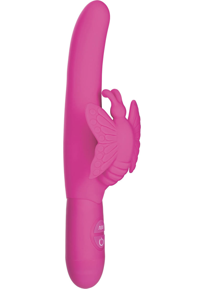 Fluttering Butterfly Silicone Rabbit Vibrator - Pink